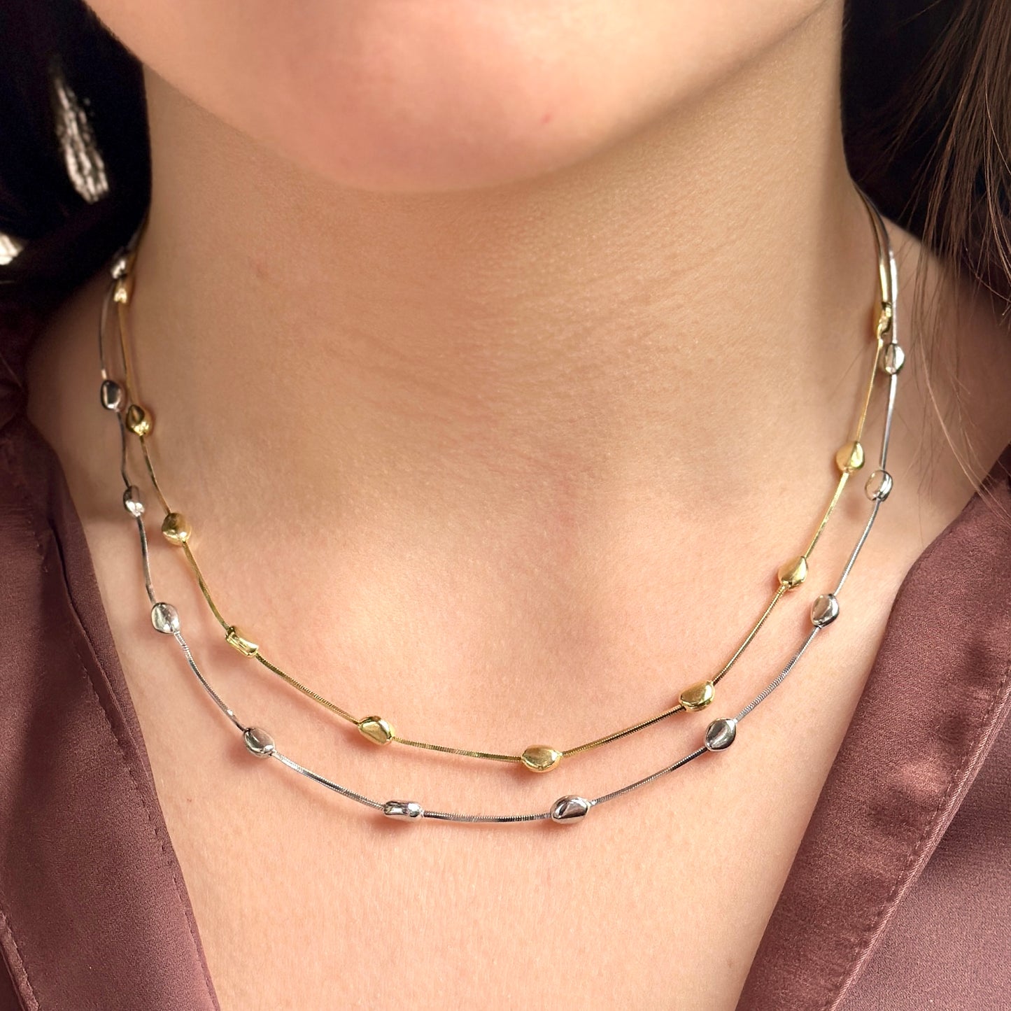 Collana con Pepite Lisce Girocollo