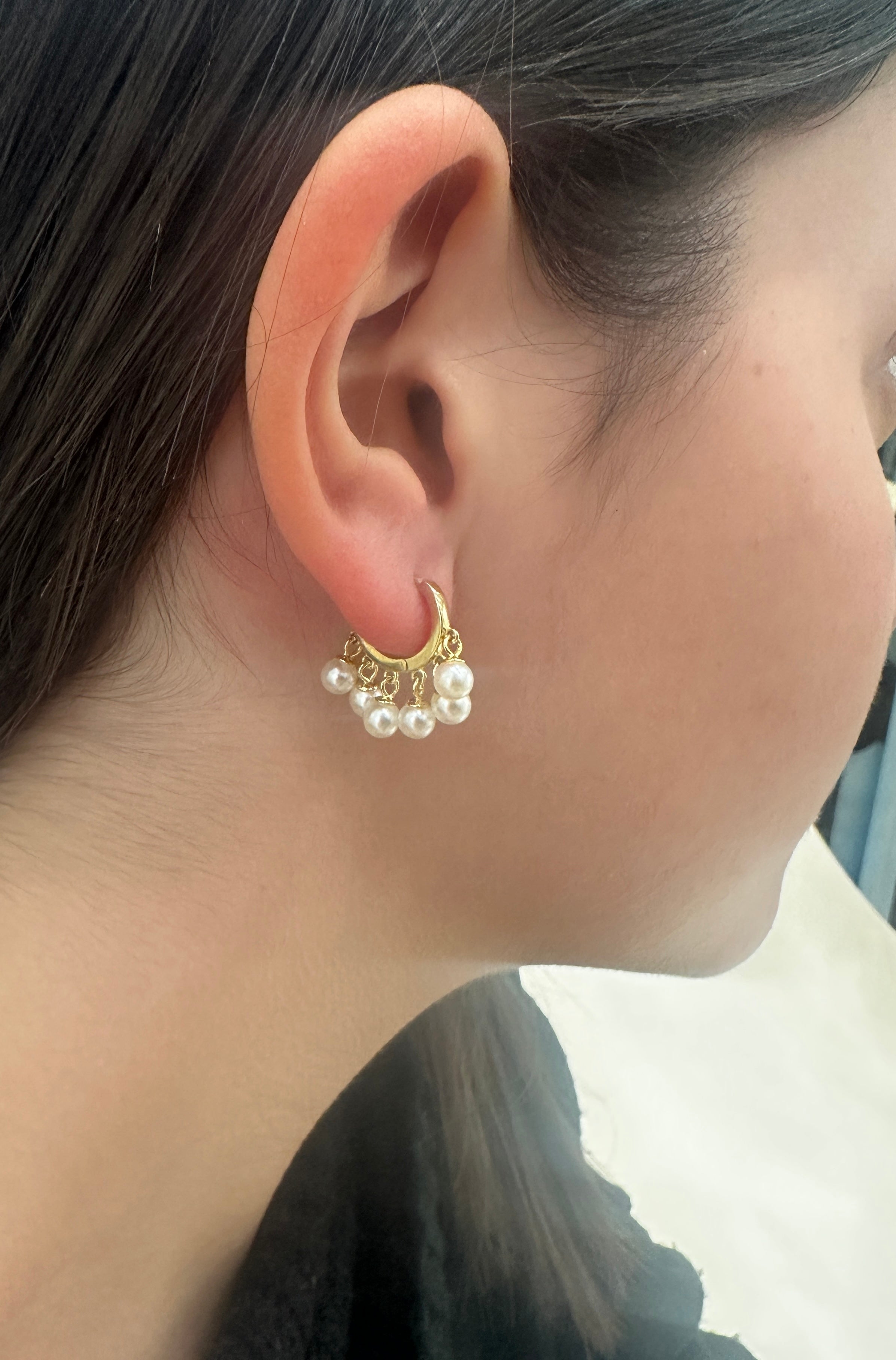 Orecchini Cerchietto Perle Pendenti