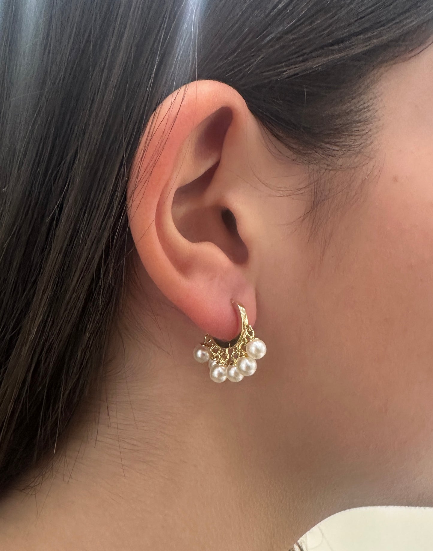 Orecchini Cerchietto Perle Pendenti