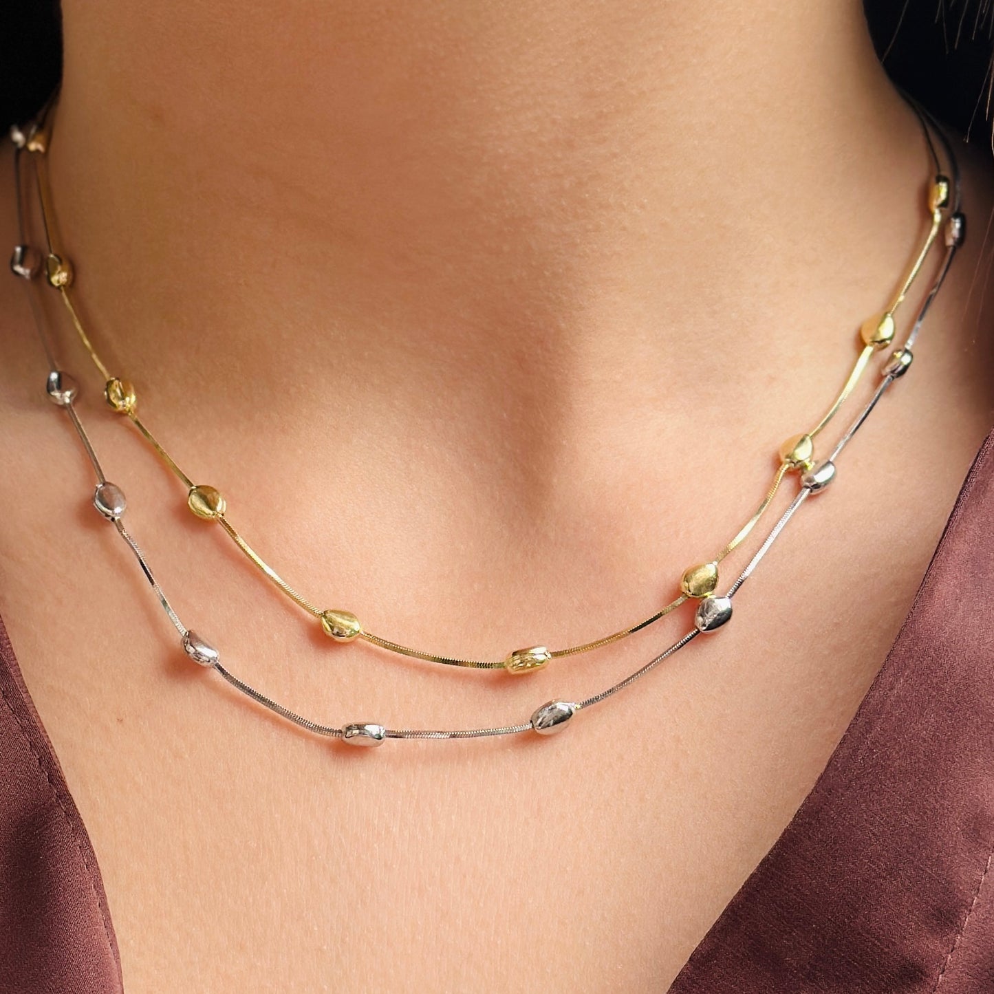 Collana con Pepite Lisce Girocollo