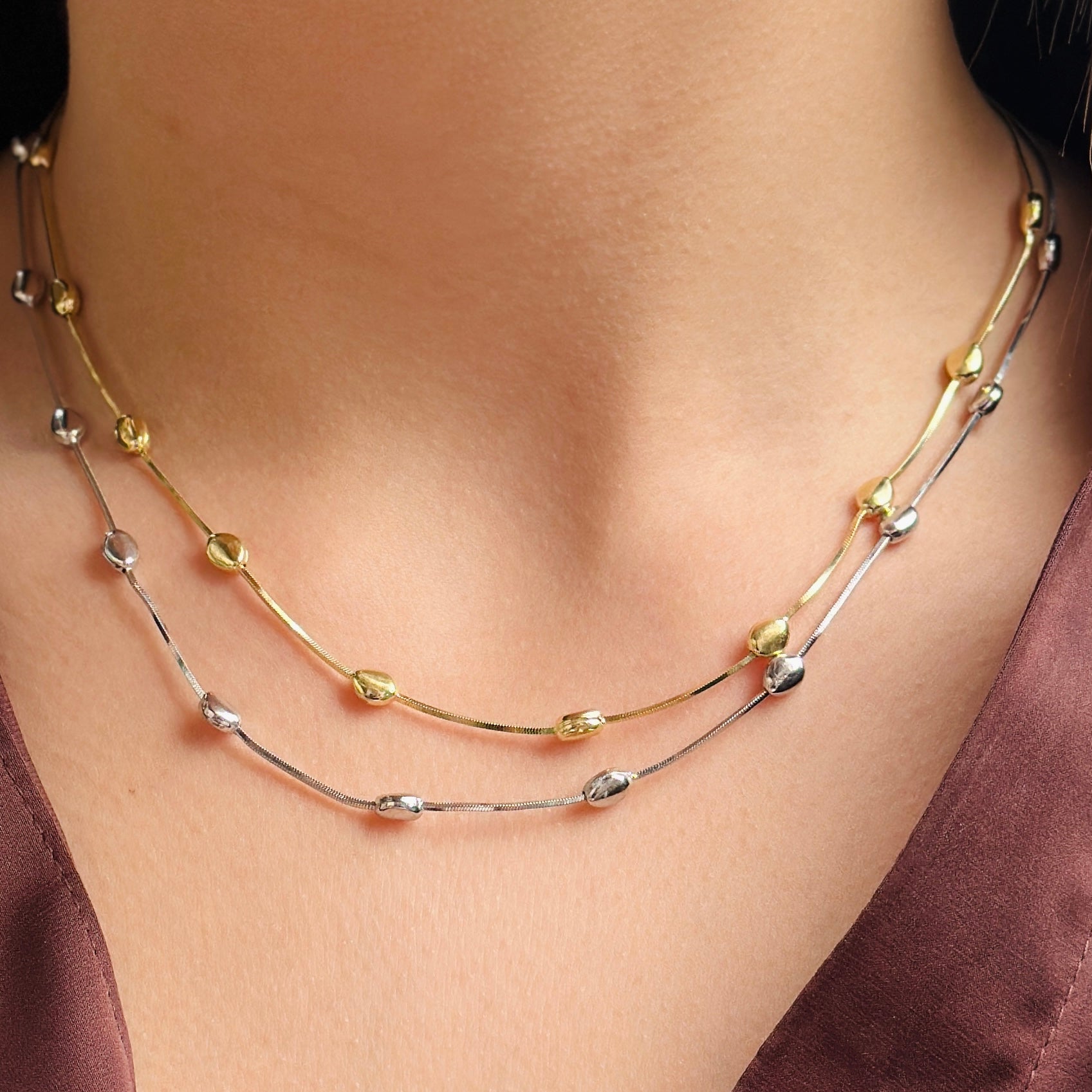 Collana con Pepite Lisce Girocollo
