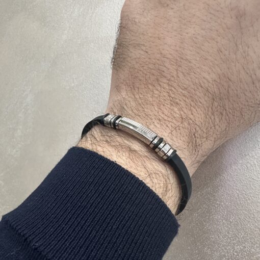 Bracciale uomo caucciù e piastra